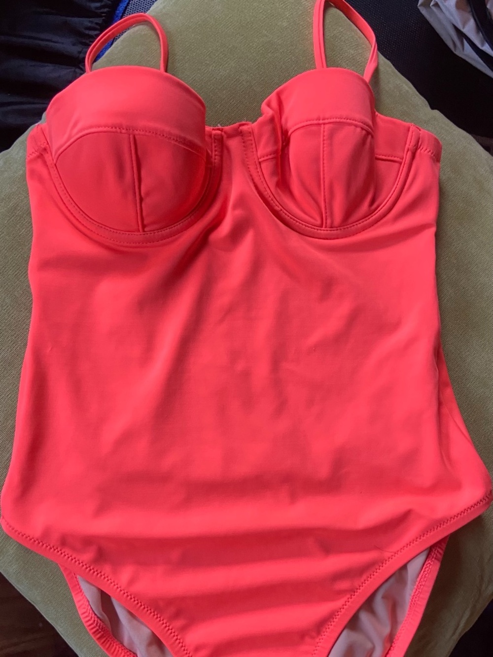 J.CREW balcony underwire neon coral one piece swimsuit